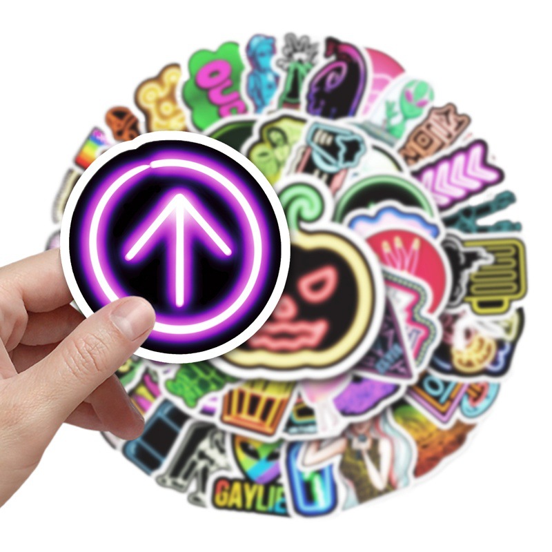 Picture of 53 Neon Graffiti Decoration Personalized Fashion Wholesale Notebook Suitcase Motorcycle Car Waterproof Stickers