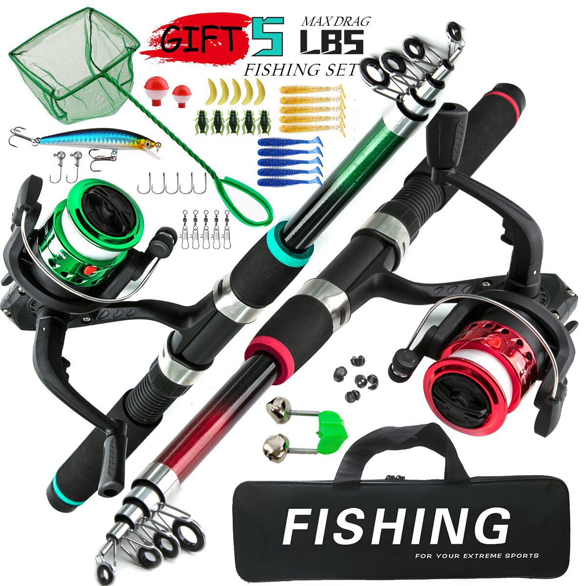 Cross-border children's fishing rod wheel Luya suit throwing rod 1.8m sea pole soft bait net full set of fishing gear AliExpress wholesale