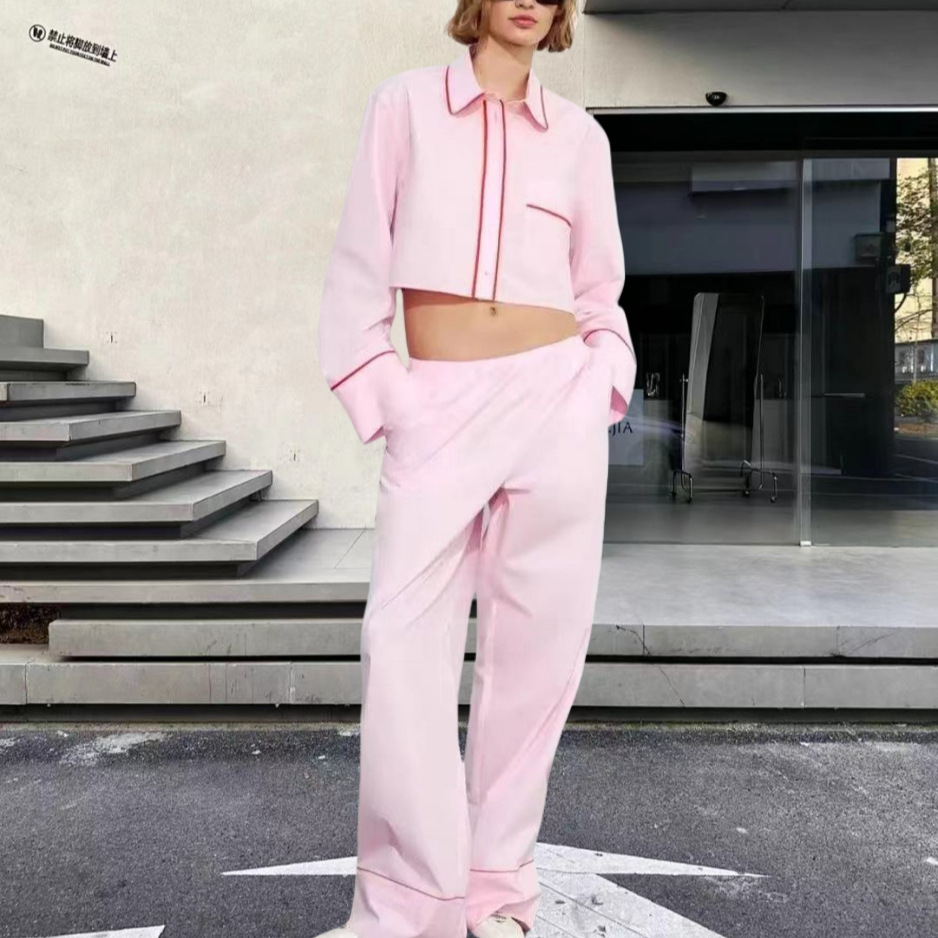 Europe and the United States cross-border Amazon AliExpress new European and American French casual solid color tailoring poplin shirt trousers suit