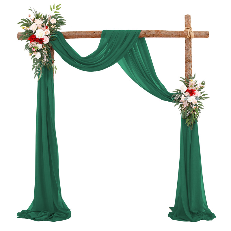 Picture of Cross-Border Popular Wedding Forest Lawn Outdoor Arch Decoration Wedding Arrangement Curtain Pearl Chiffon Gauze Curtain