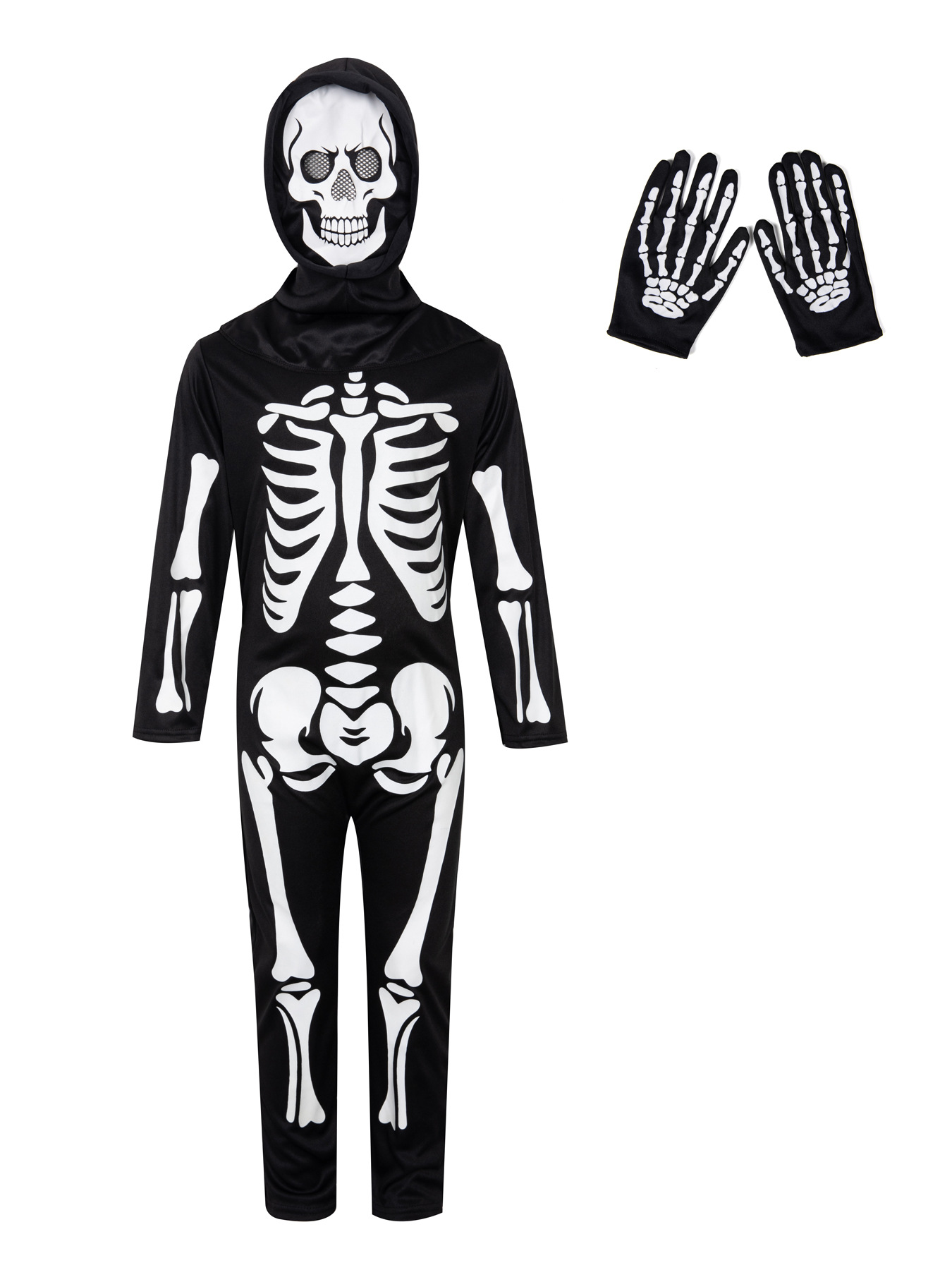 Cross-border Halloween children's skeleton costume glow-in-the-dark skull suit adult one-piece vampire ghost costume set