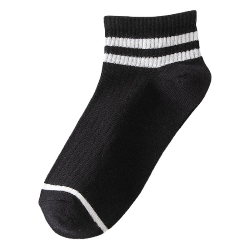 Korean version of two bars short tube socks tide socks academic style sports socks short socks Harajuku style women's candy color boat Socks wholesale