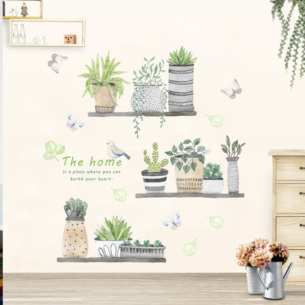 Picture of Y830-z new style personalized creative study color plant potted wall stickers bedroom living room decoration