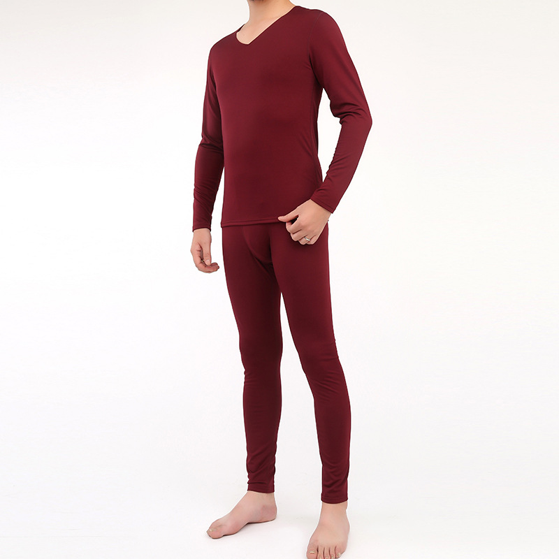 Picture of Winter seamless milk silk sanding thermal underwear men's V-neck suit velvet thin autumn clothes and trousers