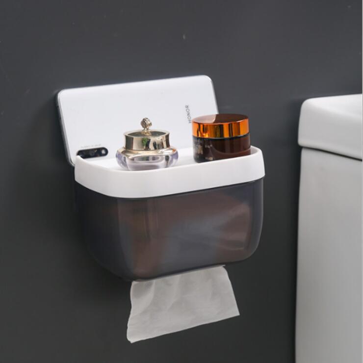Wall-mounted tissue box home kitchen living room creative toilet bathroom seamless upside down punch-free tissue storage