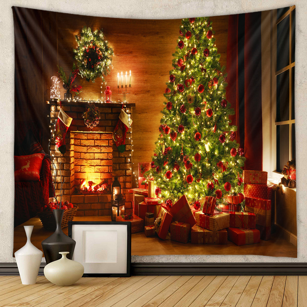 Picture of Christmas Tree Tapestry Room Decorative Wall Cloth Ins Wind Hanging Cloth Cross Border Home Bohemian Tapestry Christmas Tapestry