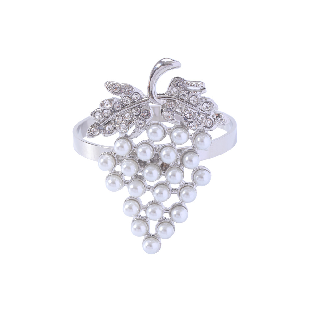 Cross-border new Pearl grape napkin ring Western restaurant napkin ring metal napkin buckle mouth cloth ring manufacturers wholesale