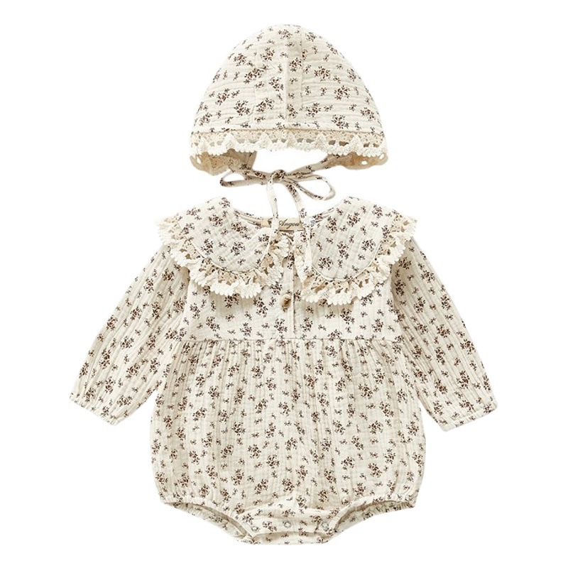 Picture of Children's Clothing Spring and Autumn Korean Style Baby Female Floral Bag Fart Clothes Baby Baby Lace Doll Collar Hatshirt Hatshirt