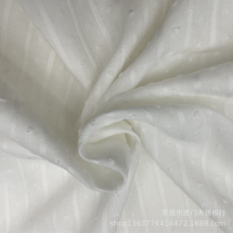Spot supply spring and summer New woven cotton yarn jacquard fabric 95g cotton woven star rain strip cut Jacquard