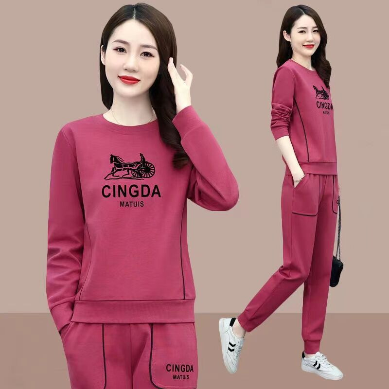 Picture of 787# spring and autumn sportswear suit women's 2022 new Korean style loose plus size women's casual fashion two-piece suit