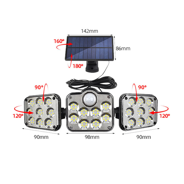 Household solar lamp outdoor garden lamp 138LED three solar integrated street lamp human body induction remote control