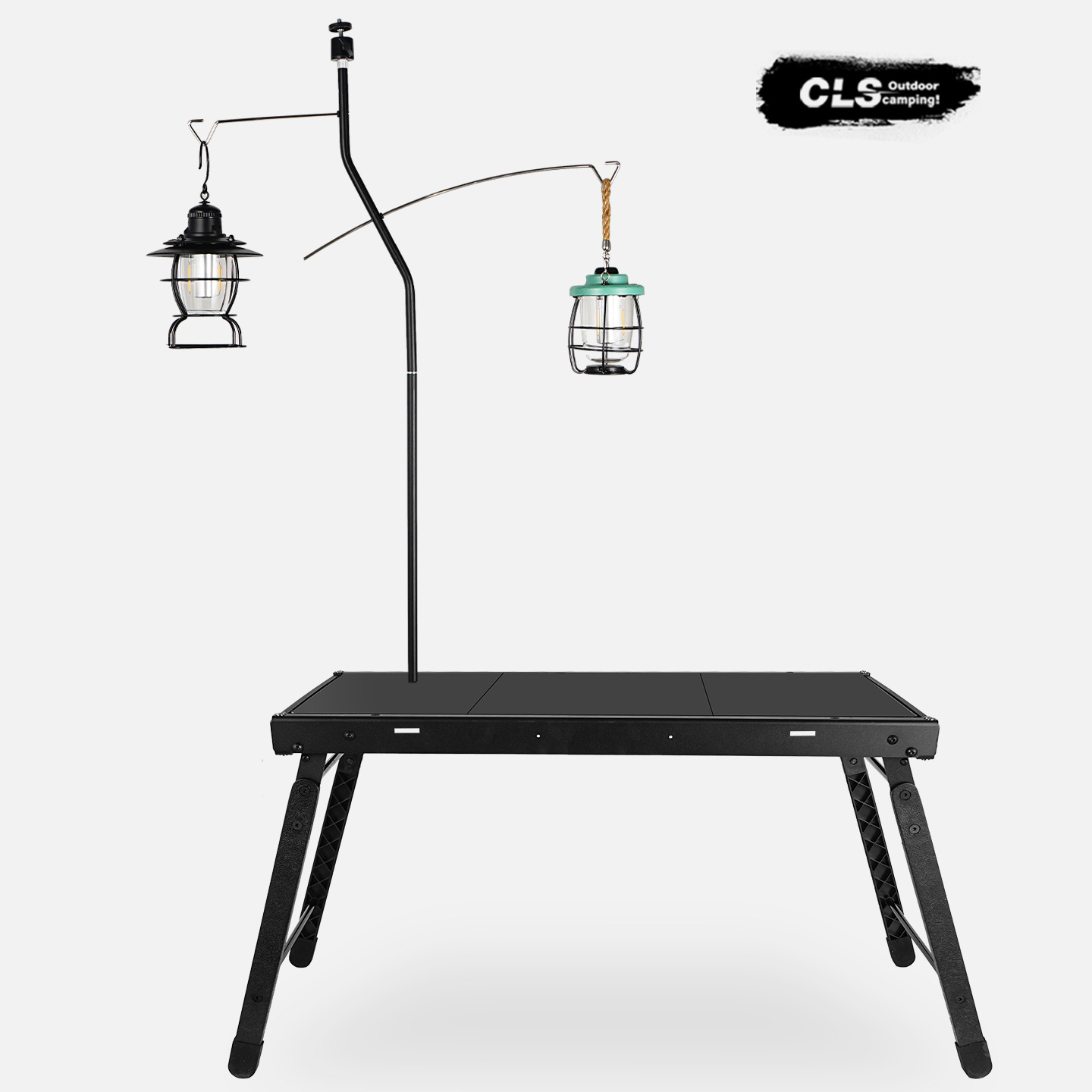 CLS New Outdoor Lamp Stand Camping Lamp Bracket Double Hook Hanger Camping Lighting Rack Rod Stall Camp Hanging Lamp