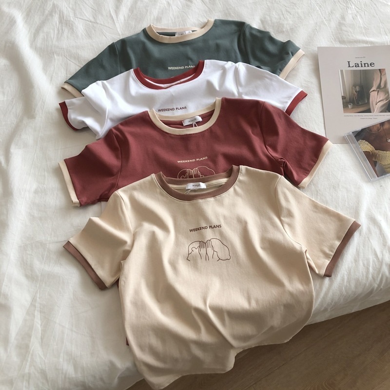 Color-inserted Short-sleeved T-shirt Women's Summer Loose Base Shirt Women's Casual Korean Couple's Top Foreign Trade Women's Clothing Strictly Selected