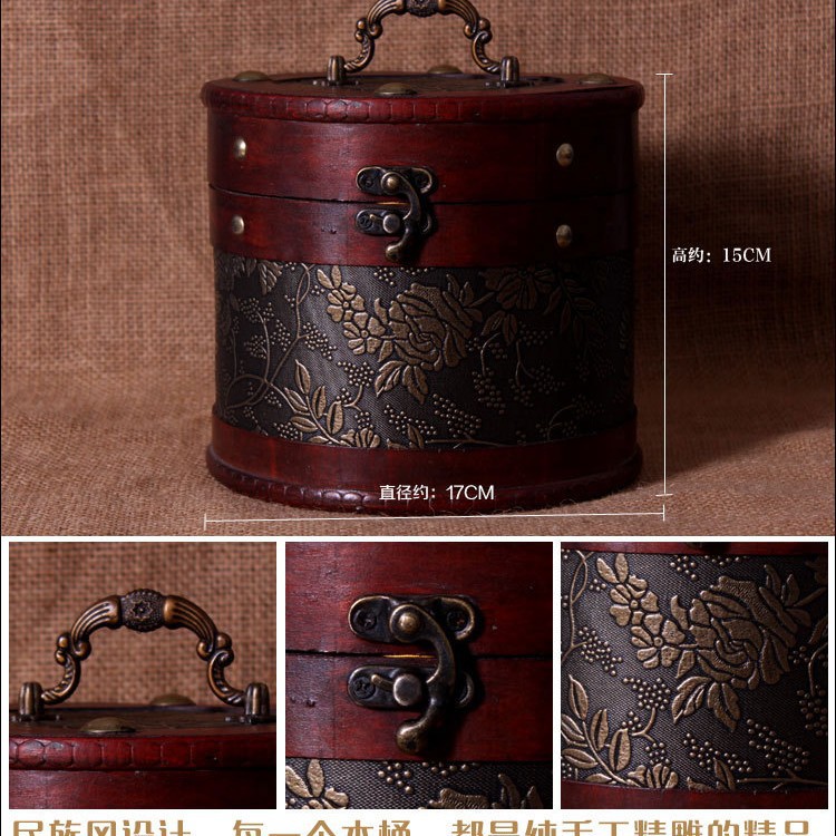 Wholesale gift box exquisite leather bucket can hold Pu'er old tea head, loose tea tea bucket