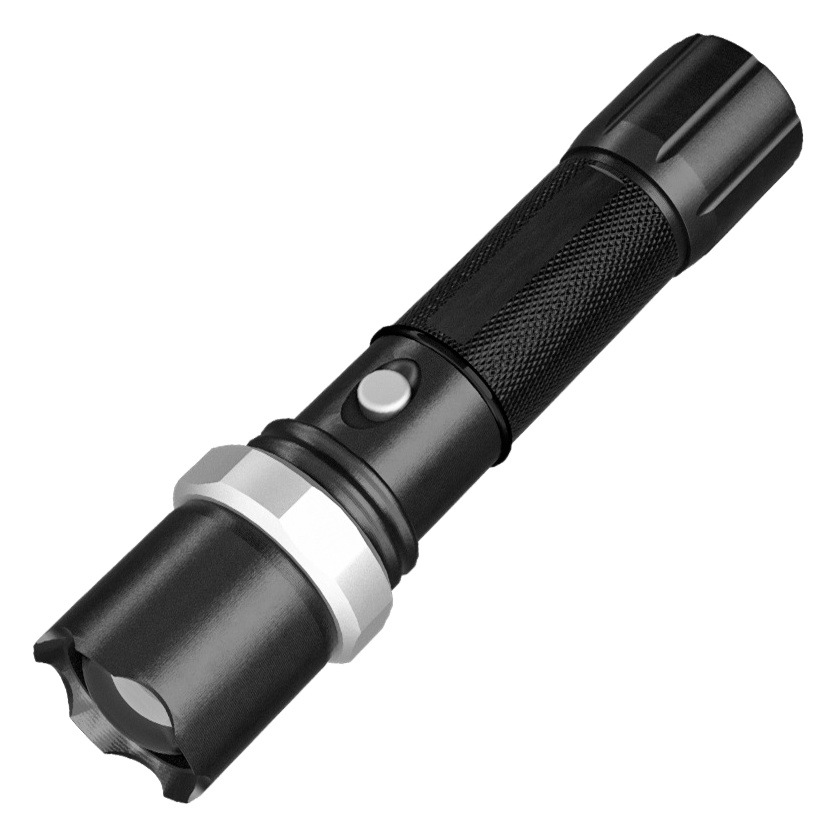 Cross-Border Exclusive Aluminum Alloy Rechargeable Flashlight with Rotating Focus Led for Outdoor Camping and Home Use, Portable and Rechargeable