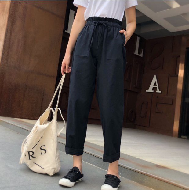 Picture of 2025 New Summer Students Loose Korean-style Harem Pants All-match BF Style High Waist Wide Leg Casual Trendy Pants for Women