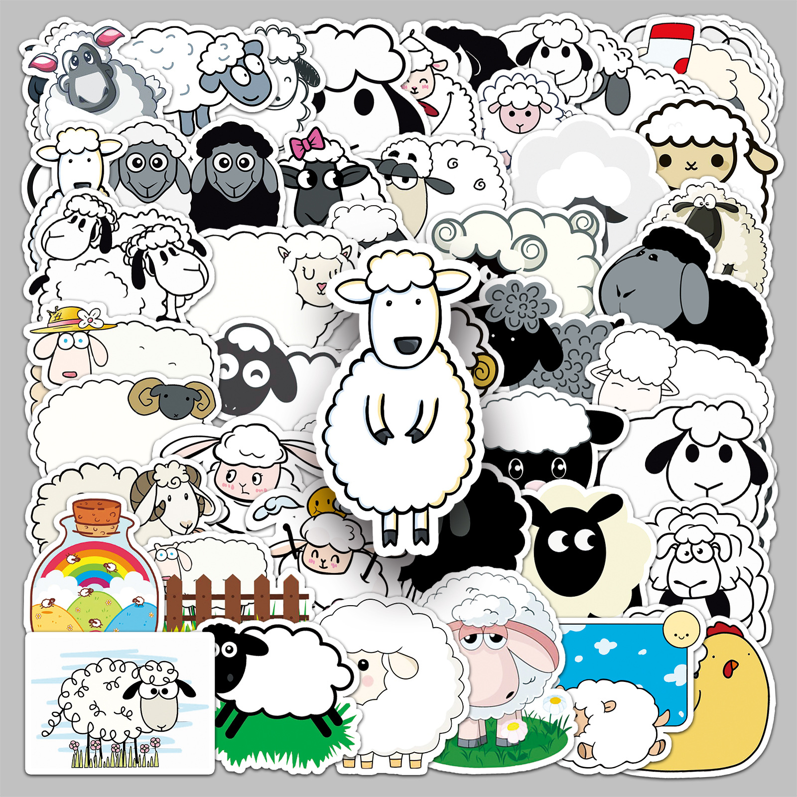 Picture of 50 Sheep Animal Personality Ins Wind Plant DIY Decorative Stickers Laptop Car Scooter Stickers