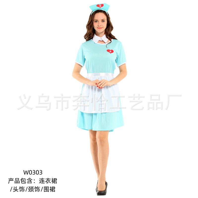 Halloween Adult Female Doctor Nurse Cosplay Costume Doctor Stage Performance Costume Performance Costume w0303