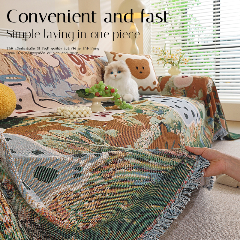 Monster Cartoon Style Sofa Cover Cloth One-Piece Dust-Proof Sofa Towel Full Cover Sofa Cushion Cloth Universal Sofa Cover
