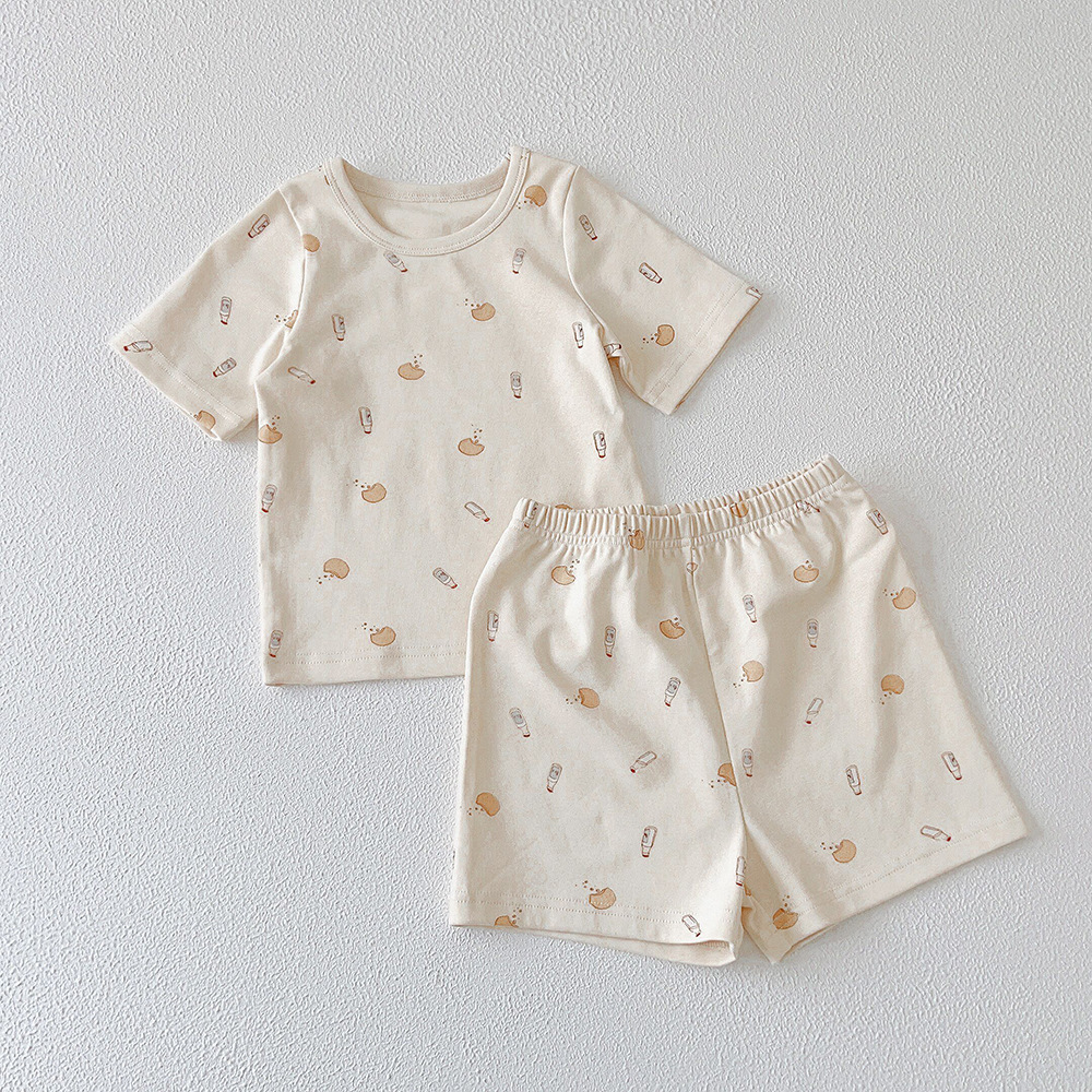Picture of Xg Summer Cross-Border Popular Kidsren's Home Clothes Kidsren's Pajamas Set Pure Cotton Short-Sleeved Suit for Small and Medium-Sized Kidsren