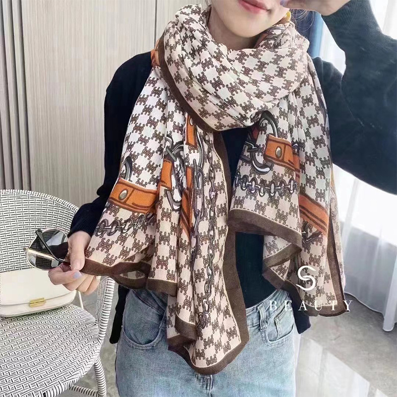 Picture of Small Large Scarf Autumn and Winter Women's Cotton and Linen Scarf Summer Lunch Break Air-conditioning Room Shawl Dual-use Travel Scarf Fashion