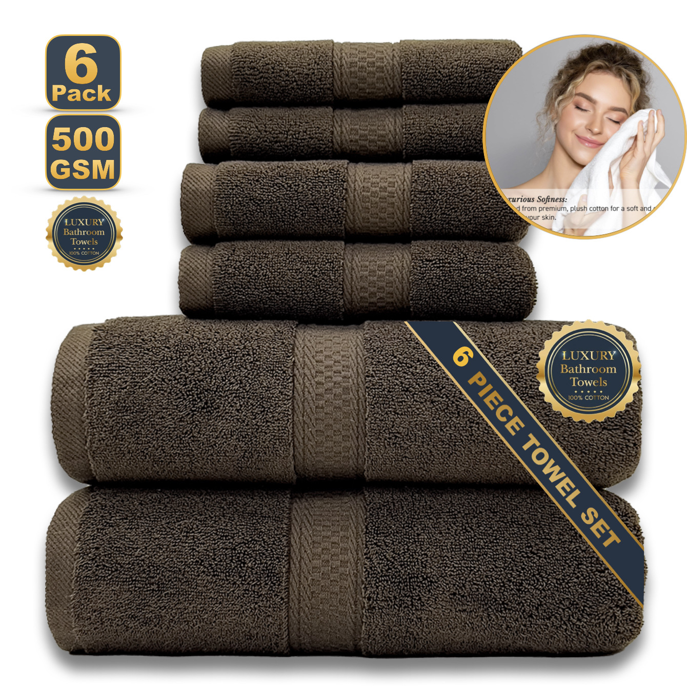 Picture of Cross-border cotton household bath towel towel bath cross-border wholesale cotton towel bath towel square six-piece cotton