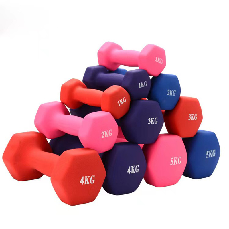Dip plastic dumbbell frosted hexagonal ladies special plastic Dumbbell 1-10kg Home Fitness Factory wholesale spot
