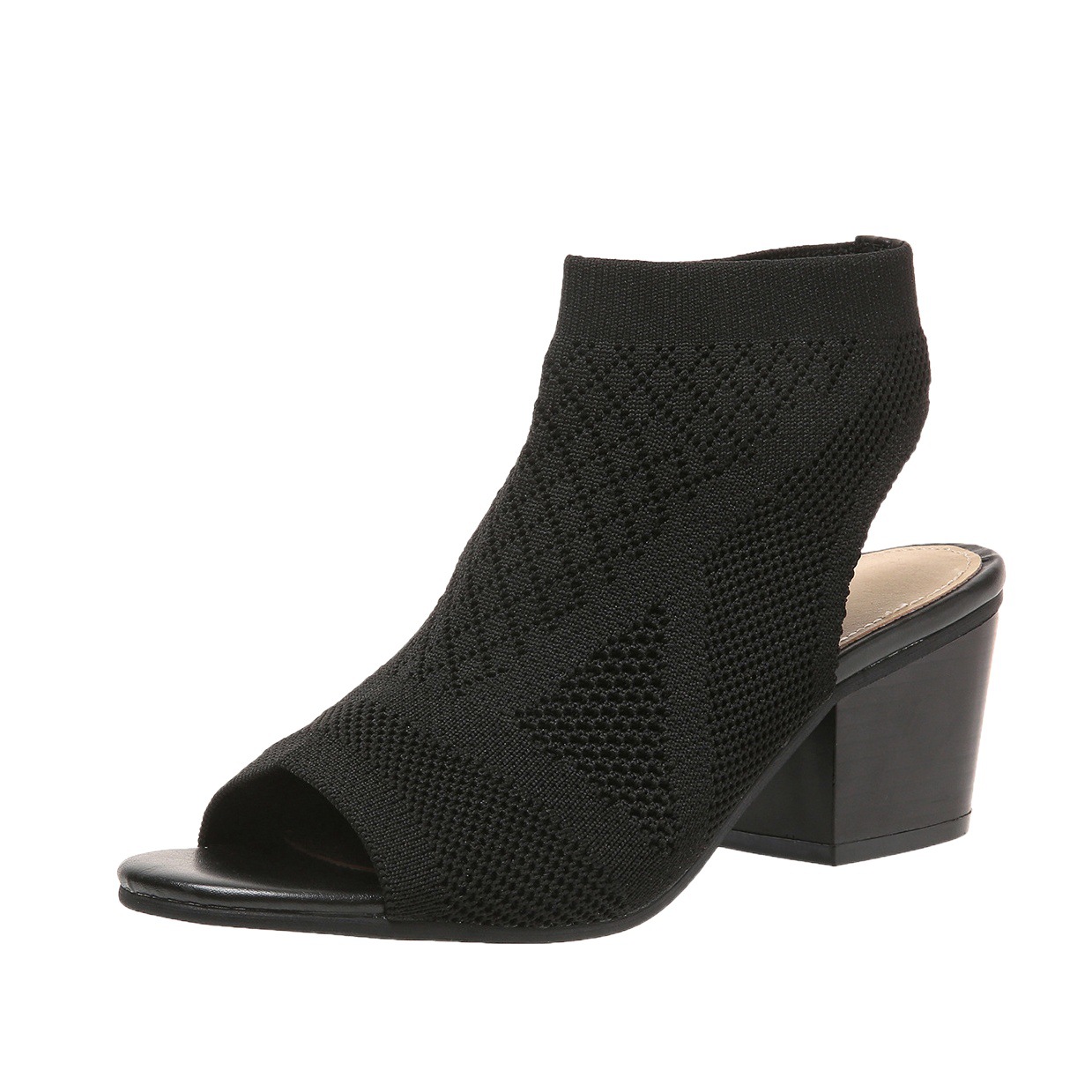 Juhiti Spot New European and American Fashion Large Size Knitted Thick Heel Women's Sandals Export Women's Slip-On High-Heeled Sandals