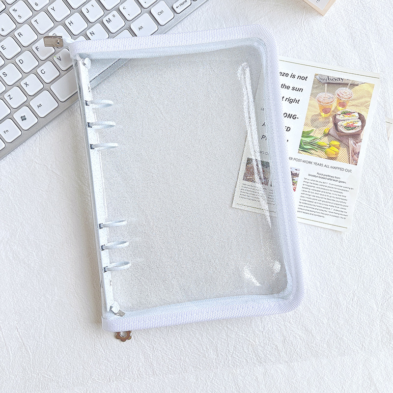Picture of Spot Cute Popular Storage Bag Six-Hole Loose-Leaf Book Ins Style Star Chasing A5A6 Transparent Zipper Notebook Shell