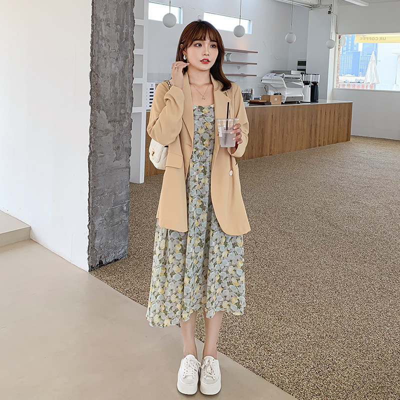 Picture of Autumn Large Size Suit Jacket Women's New Slim Body-Slimming Mask-Covering Suit Fat Girl Sling Dress 2870