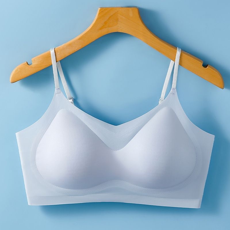 Picture of Naked feeling ice silk without steel ring fixed cup one-piece with breast pad large breast small close accessory breast gathered upper support bra bra