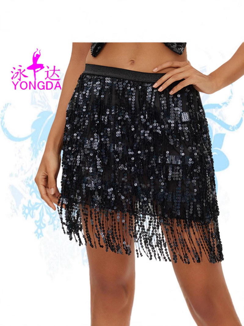 Amazon Ebay AliExpress Supply Nightclub Flash Tassel Sequin Skirt Sequin Tassel Skirt Latin Skirt