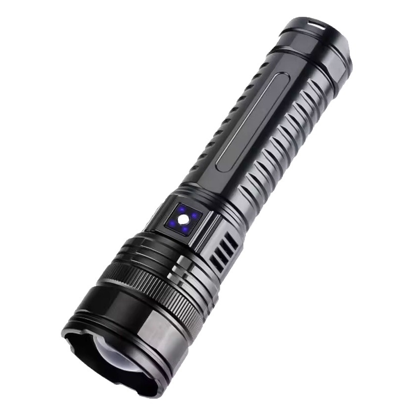 White laser telescopic zoom flashlight USB rechargeable aluminum alloy ultra-bright long-lasting flashlight