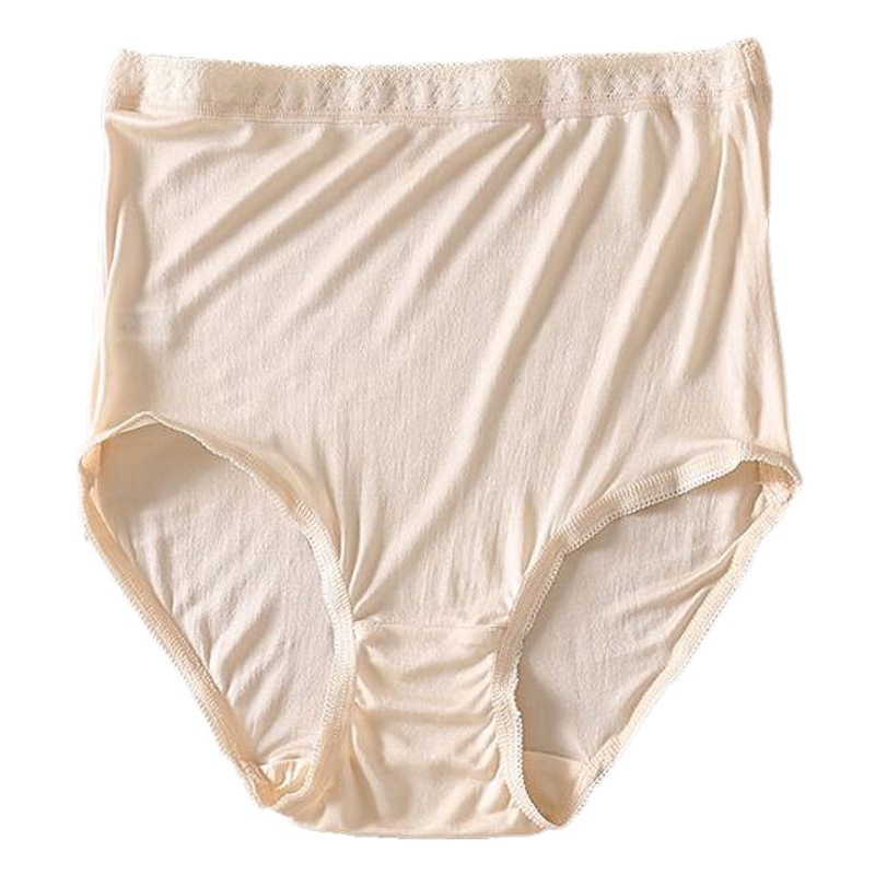 Yuyue Silk High Waist plus size Women's Sexy and Comfortable Underwear Traceless Mulberry Silk Breathable Briefs