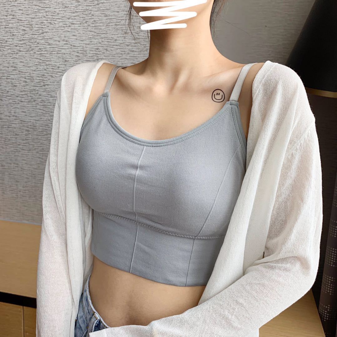 Picture of 646 Factory Outlet Underwear Women's Beautiful Back Girl's Sling Gather-wrapped Chest-free Rim Tube Top Sports Vest