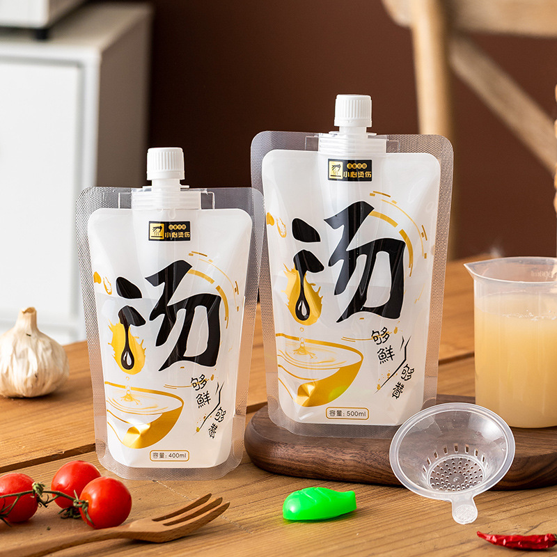 Picture of Portable Soup bag disposable fresh-keeping bag transparent self-standing nozzle bag soybean milk high temperature resistant liquid packaging sub-packaging bag