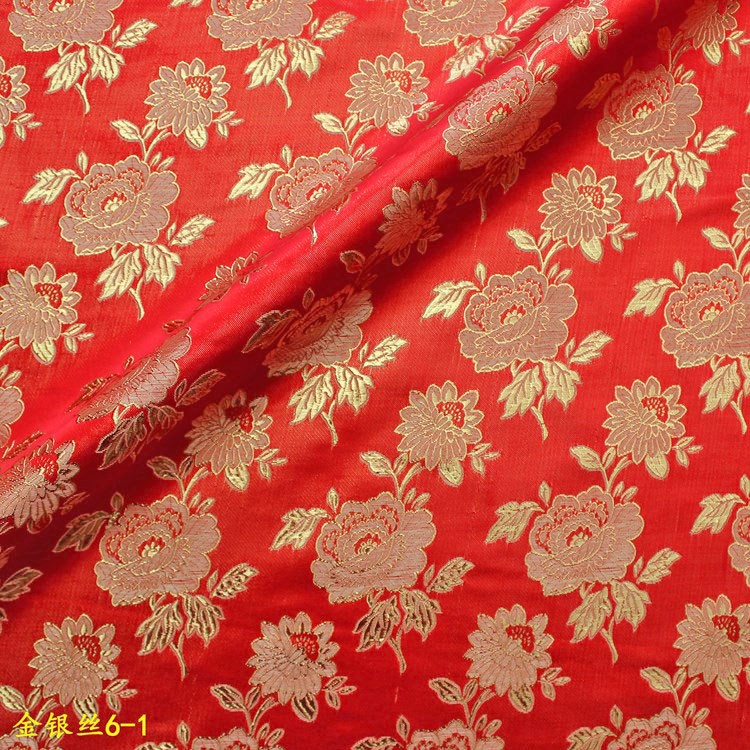 Picture of Festive red Lantern Fabric Decorative Jacquard Cloth Wedding Dress Ancient Costume Hanfu Performance Costume Gold and Silver Silk Cloth