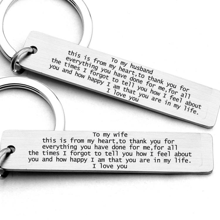 Valentine's Day gift wife/husband stainless steel keychain This is from my heart.