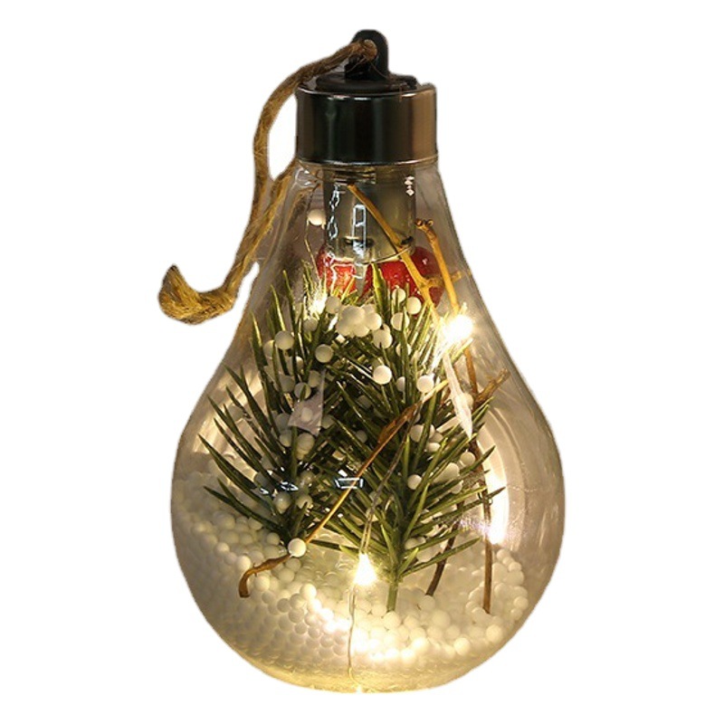 New Christmas decorations Hanging artificial light bulb Christmas ball Christmas tree decoration pendant LED transparent plastic ball