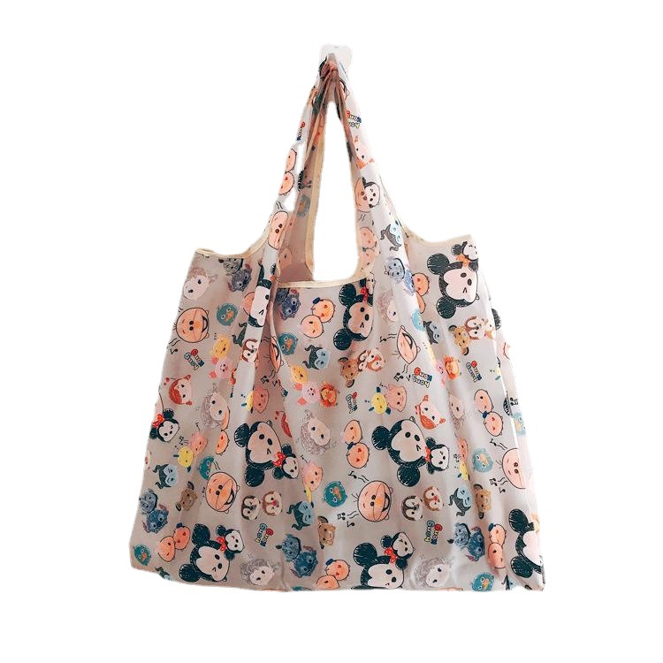 Portable folding shopping vest bag large capacity Fashion environmental protection storage portable nylon waterproof polyester pocket