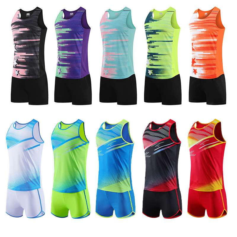 Trendy New Full-body Print Track and Field Suit Women's Printable Competition Training Sports Quick-drying Vest Boxer Shorts