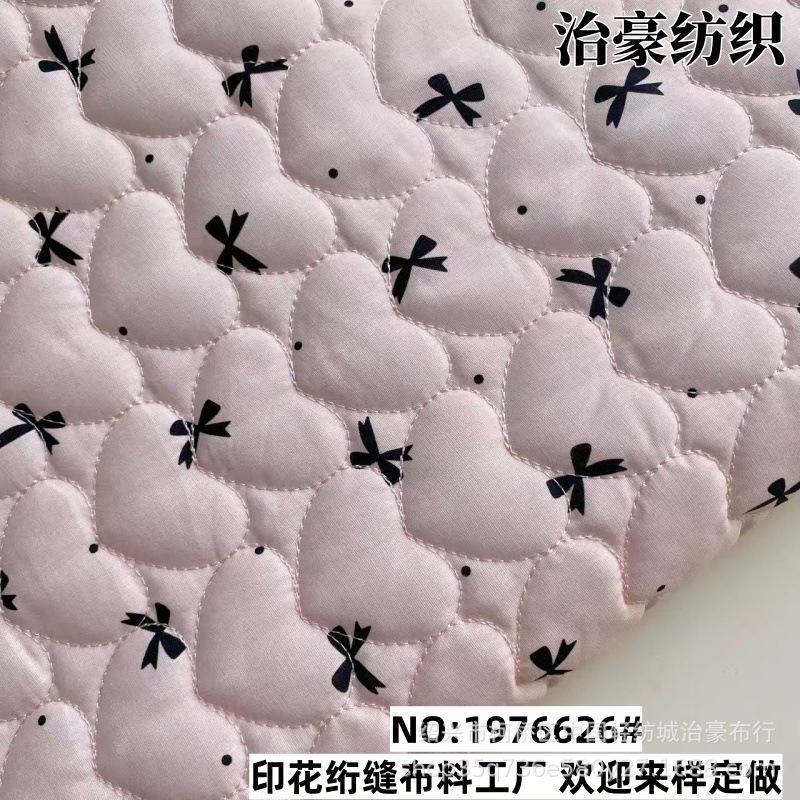 Nylon Printed Black Bow Quilted Small Love Children's Wear Jacket Cotton Linting Cloth Portable Wash Storage Bag Cloth