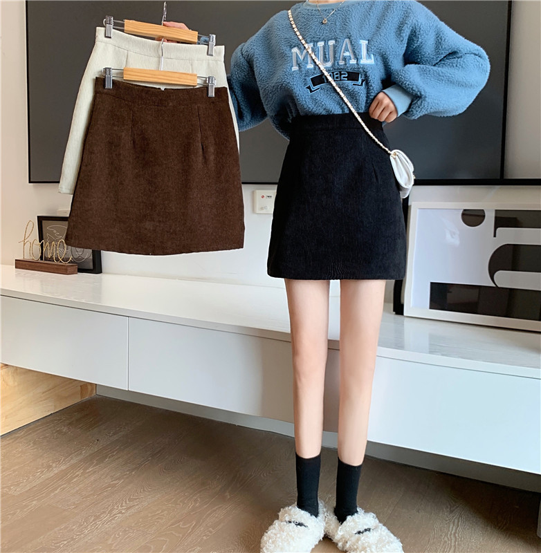 Corduroy autumn and winter fashionable high waist slimming skirt 20 short skirt Korean style skirt women's retro A23 temperament