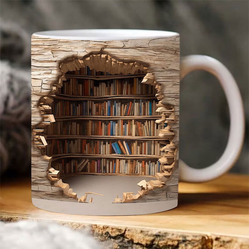 Picture of Cross-border new ceramic 3D Bookshelf Mug creative space design multi-purpose Mug