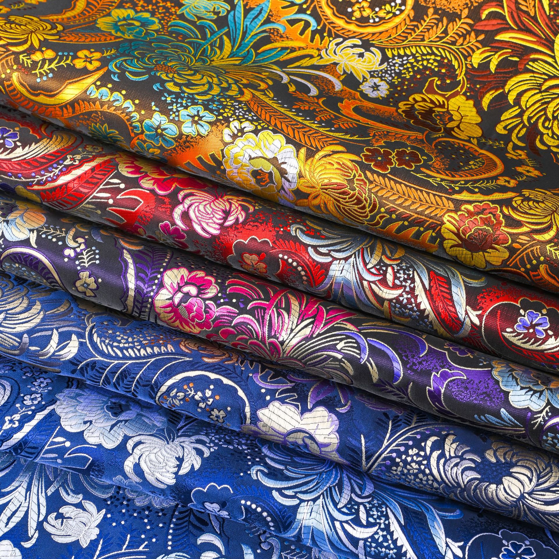 High-End Hot-Selling Ethnic Style Luxury Jacquard Fabric Multi-Color Floral Pattern Banquet Dress Wedding Clothing Fabric