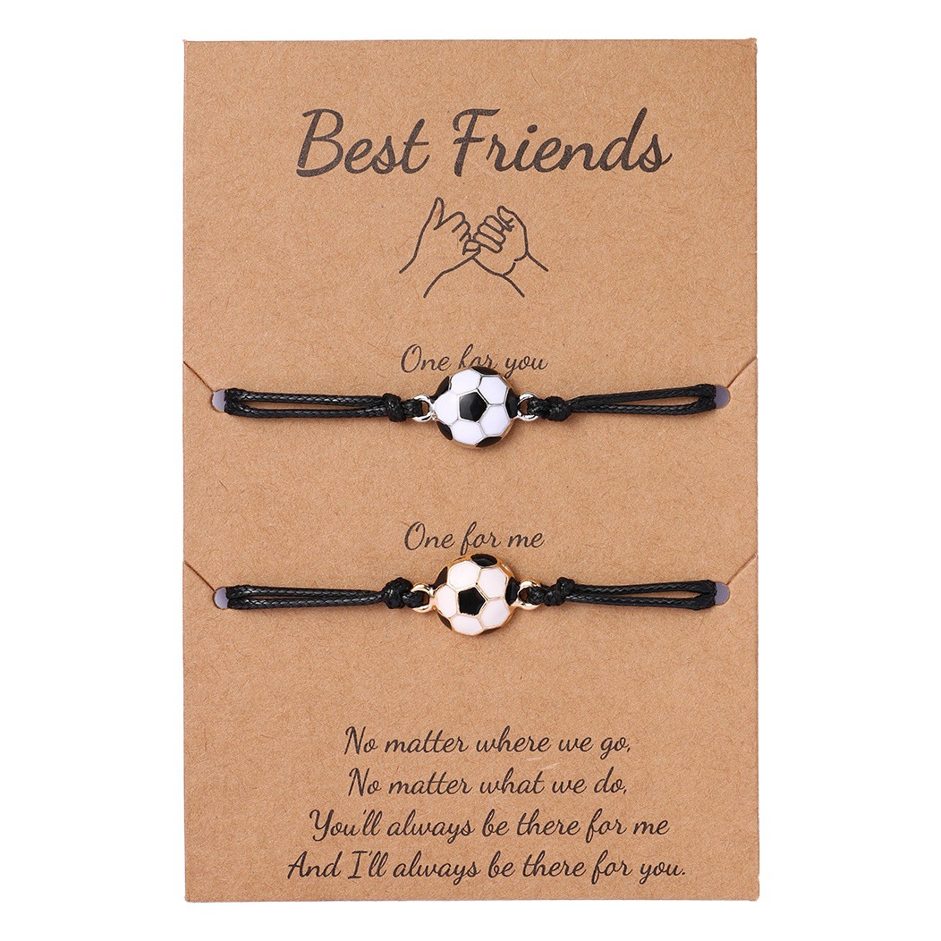 Cross-Border popular cartoon football double bracelet children's alloy oil drop jewelry cute boys and girls bracelet wholesale