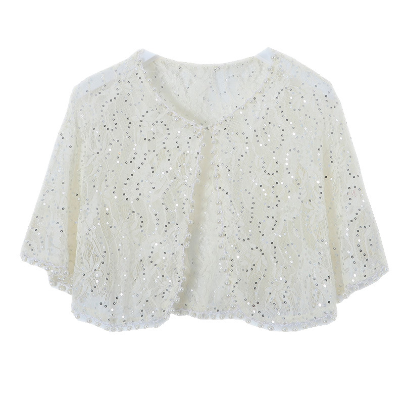 Picture of Summer 2025 Elegant Annual Meeting Wedding Shawl Cardigan Chinese Style Lace Thin Cheongsam Poncho Shawl Jacket