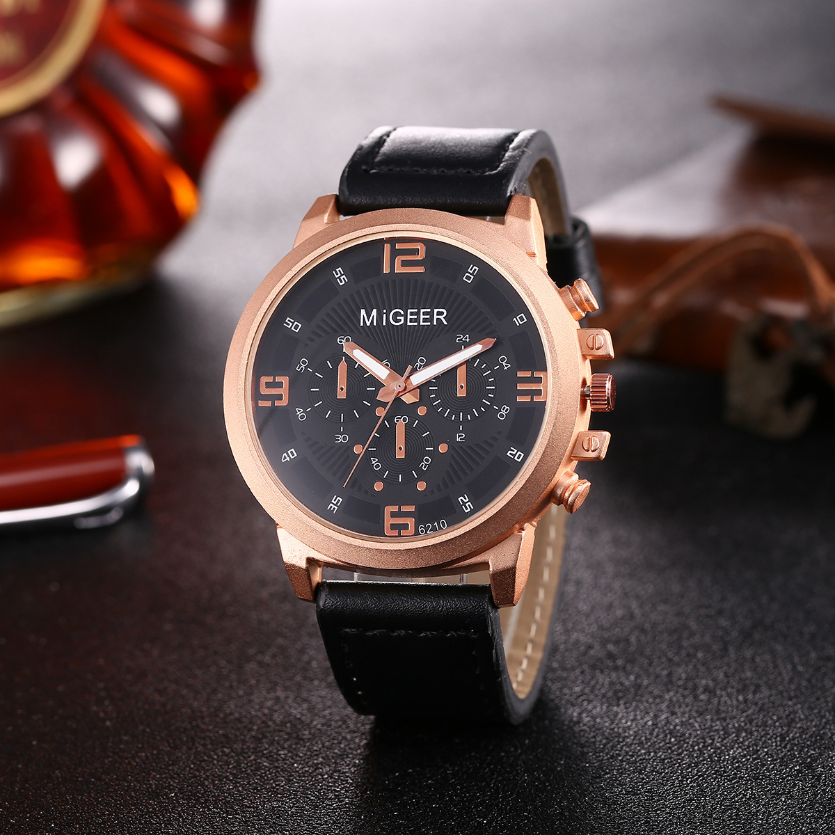 Picture of 6Pcs/Set Suit Belt+Wallet+Button Cufflinks+Keychain+Quartz Watch+Pen Gift Box Creative Gift Box