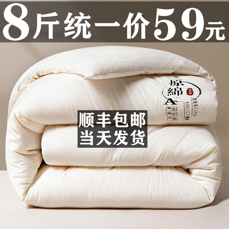 Sf ExpressSoy Fiber Quilt, Thickened Cotton Warm Winter Quilt for Single and Double Beds, Suitable for Spring and Autumn Student Dormitory Use