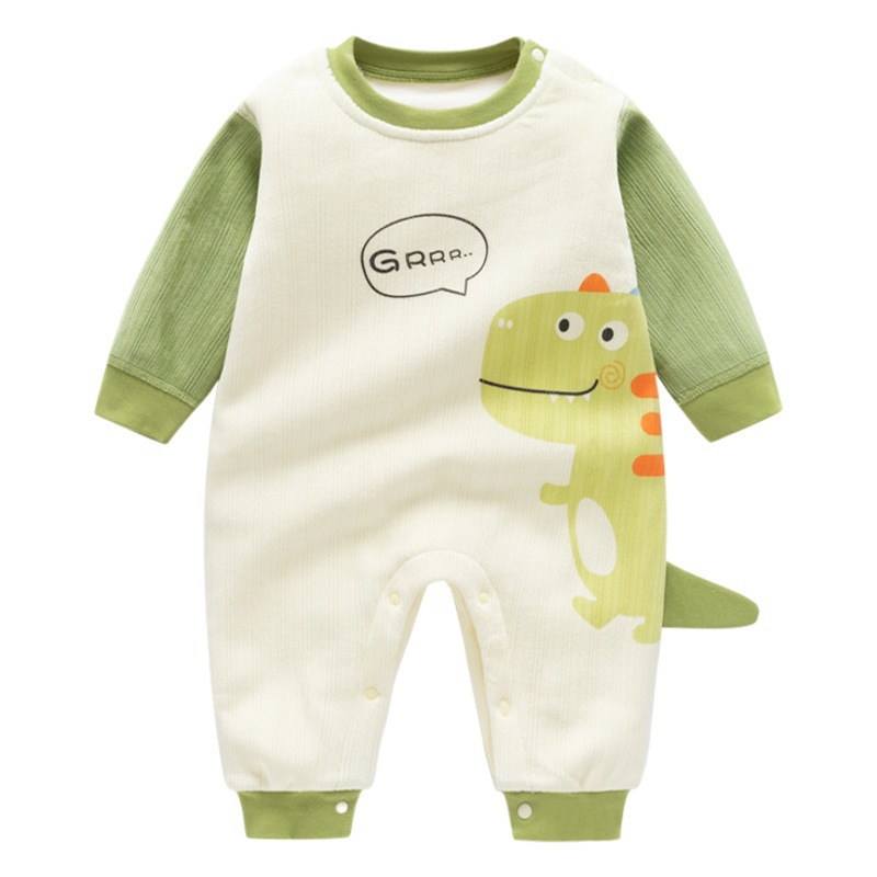 Winter baby jumpsuit fleece-lined thickened milk velvet baby romper children's warm clothes pullover romper wholesale
